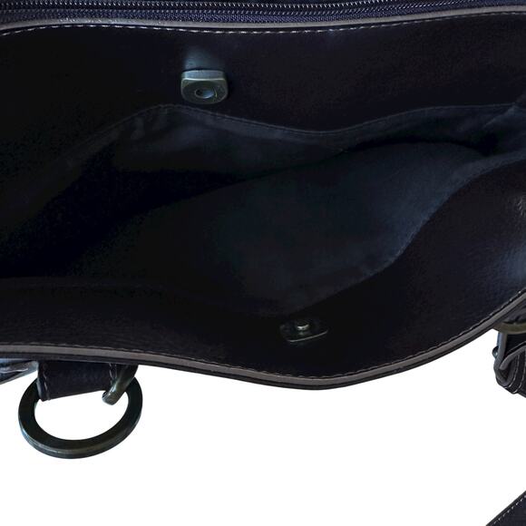 Vintage Liz Claiborne Crossbody Bag Shoulder Tote Satchel Brown Faux Leather - Picture 5 of 13